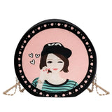 New Cartoon Women Bag Round Printing