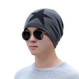 Men Winter Warm Star Print Knitted Hat