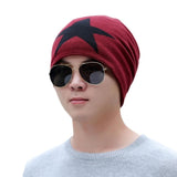 Men Winter Warm Star Print Knitted Hat