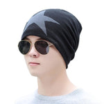 Men Winter Warm Star Print Knitted Hat