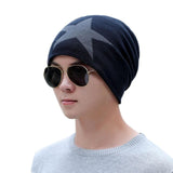 Men Winter Warm Star Print Knitted Hat