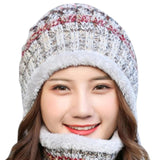 Women Warm Casual Stripe Pom Pom Beanie