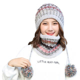 Women Warm Casual Stripe Pom Pom Beanie