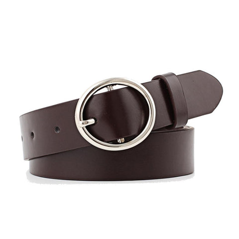 Women Casual Solid Round Metal Circle Belt