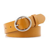 Women Casual Solid Round Metal Circle Belt